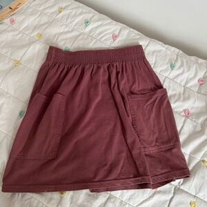 American Apparel purple Elastic-Waist Mini Skirt with Pockets